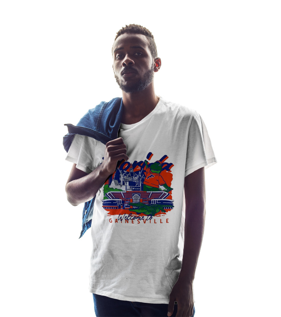 Florida Gators Welcome To Gainesville Stadium And Mascot Collage T-Shirt