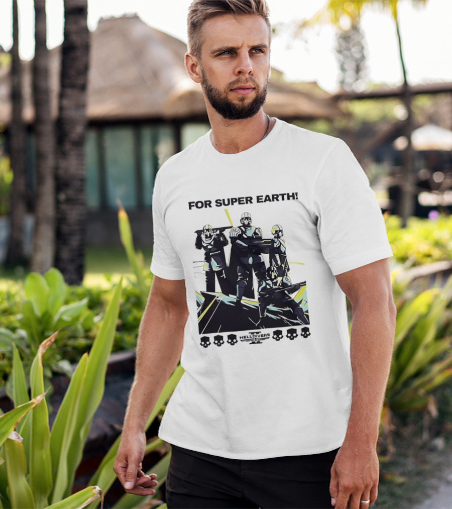 Helldivers II For Super Earth Video Game Soldiers T-Shirt