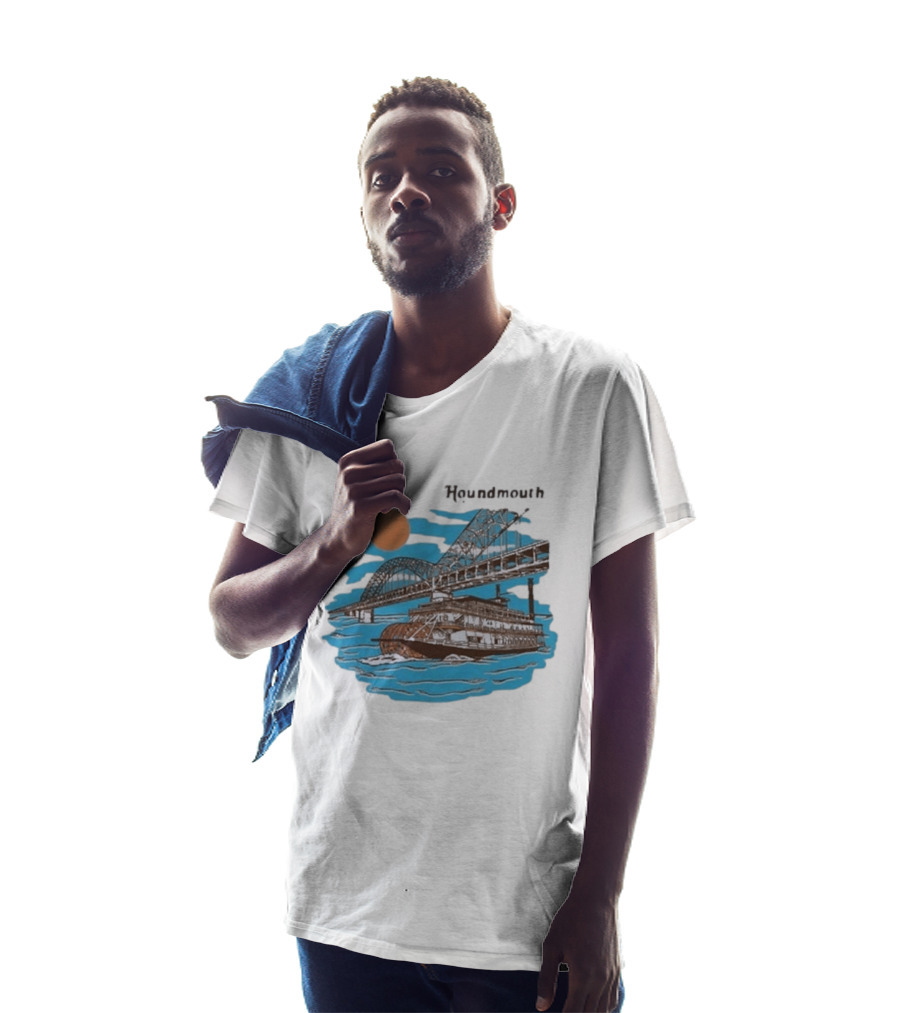Houndmouth Riverboat Under Bridge With Sun And Waves T-Shirt