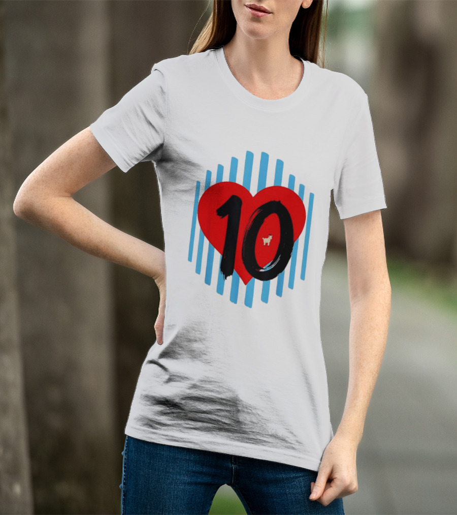 Messi Heart 10 Goat Greatest Of All Time T-Shirt