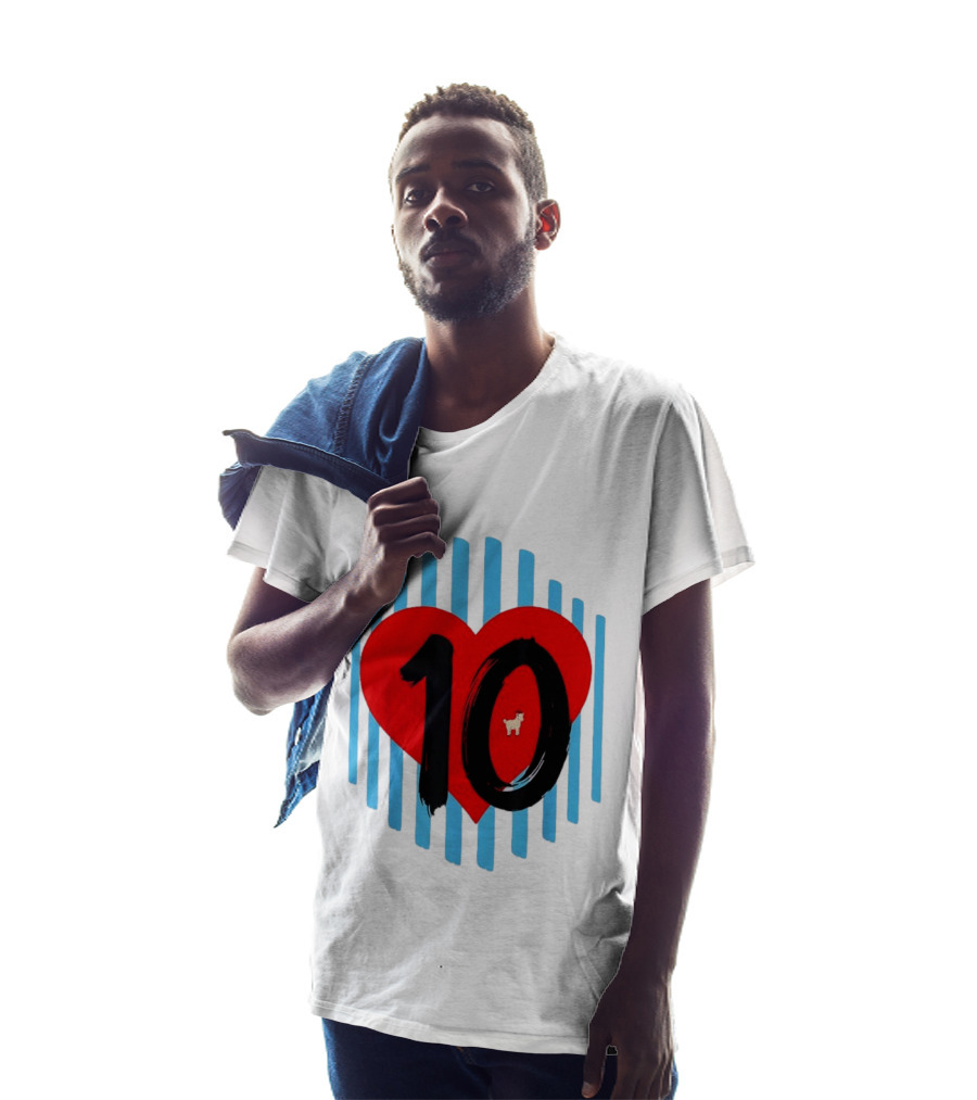 Messi Heart 10 Goat Greatest Of All Time T-Shirt