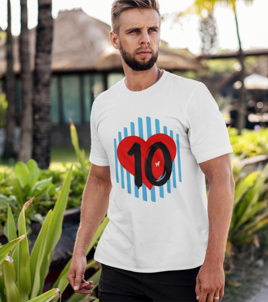 Messi Heart 10 Goat Greatest Of All Time T-Shirt