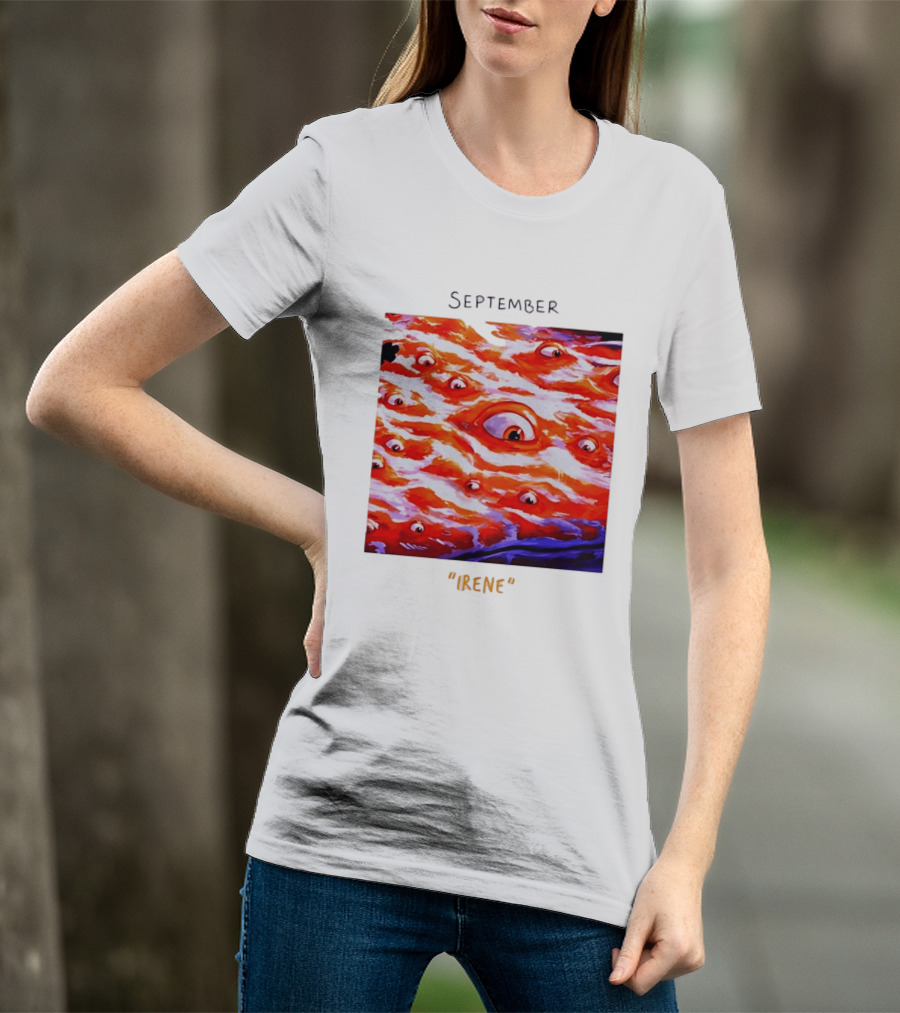 September Irene Surreal Eye Red Waves With Multiple Eyes T-Shirt