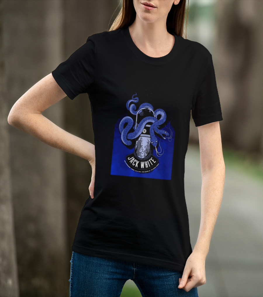 Jack White Tour Port Chester NY Jul 19 2026 Blue Snake Microphone T-Shirt