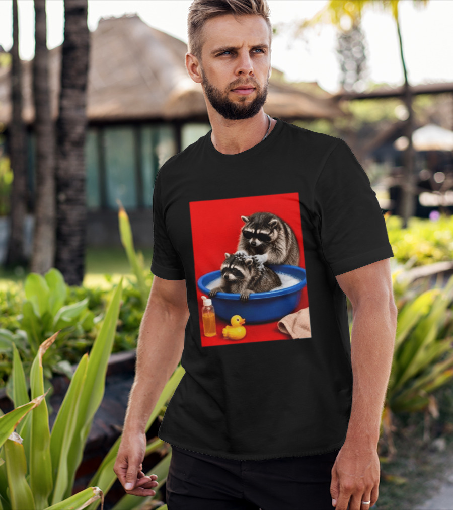 Jimothy Raccoon Viral Trash Panda Bubble Bath Glasses T-Shirt