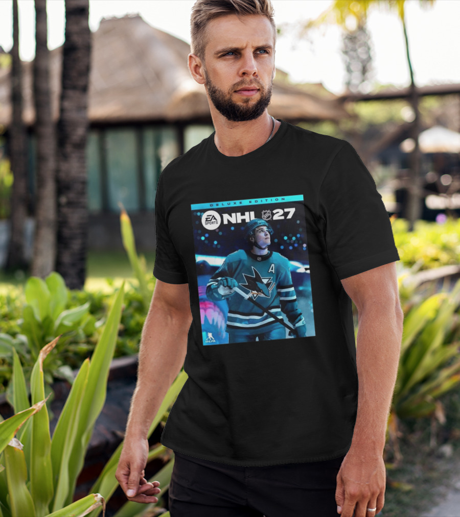 EA Sports NHL 27 Deluxe Edition Macklin Celebrini San Jose Sharks Cover Athlete T-Shirt