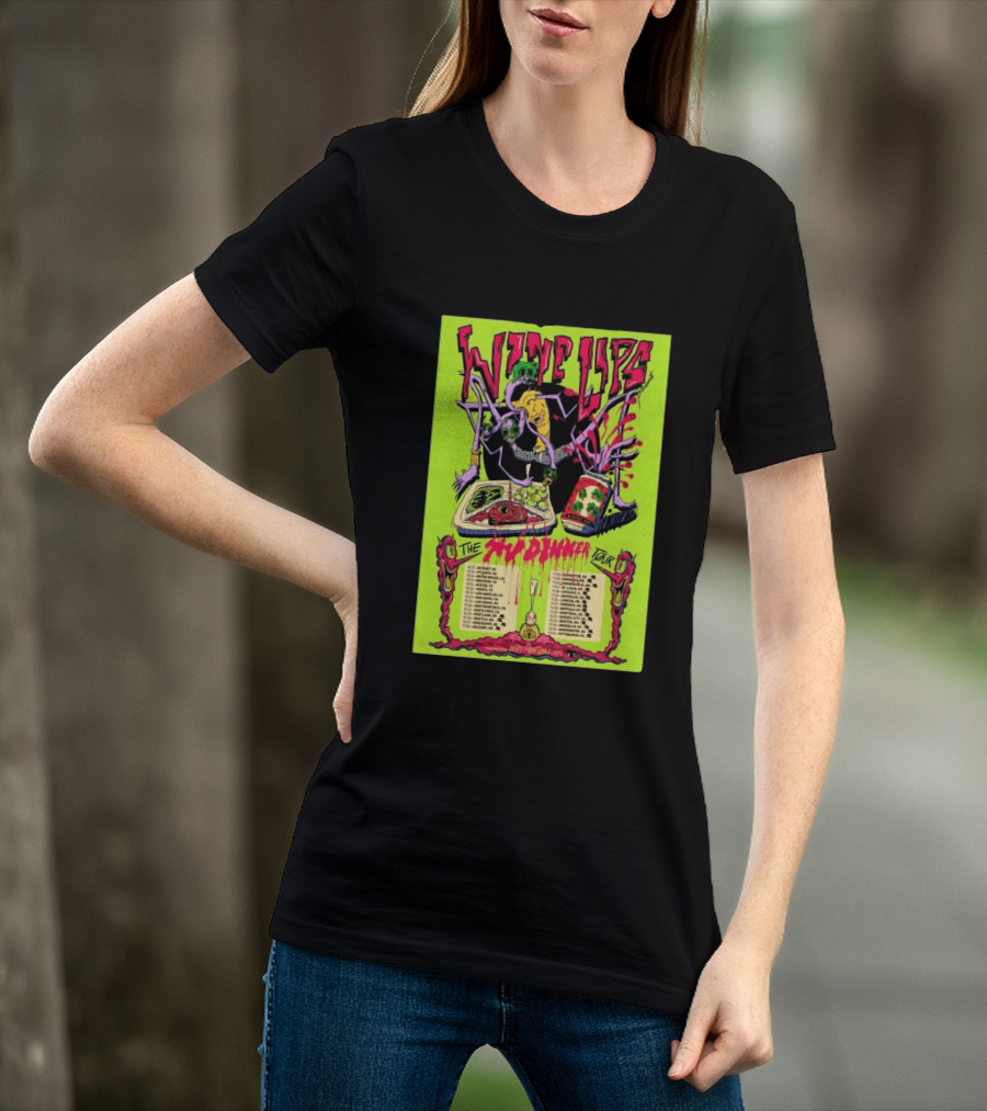 Wine Lips TV Dinner Tour 2026 Canada USA Neon Zombie Concert T-Shirt