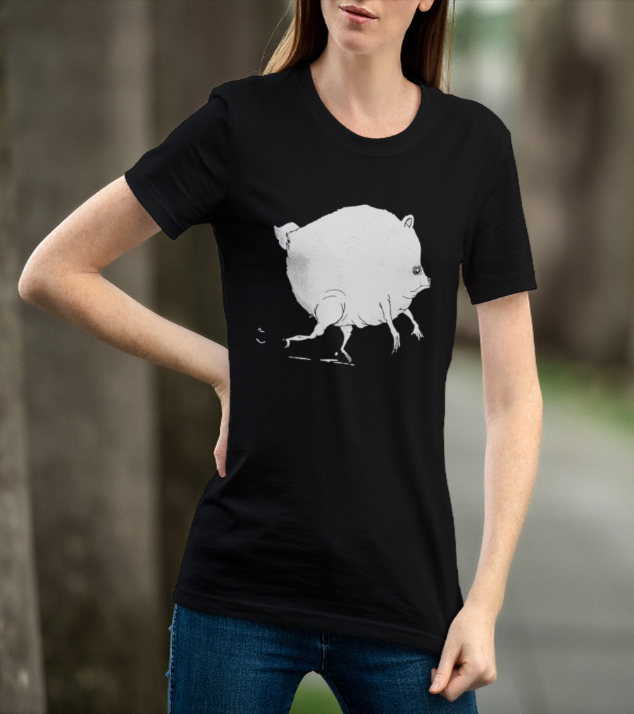 Running Round Hamster Creature Absurd White Quadruped Honesty T-Shirt