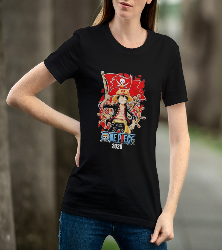 Tampa Bay Buccaneers One Piece Luffy 2026 Pirate Flag Adventure T-Shirt