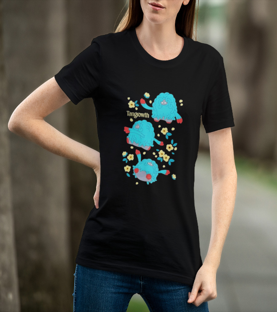Tangrowth Pokémon Floral Grass Type Yellow Flowers And Blue Vines T-Shirt