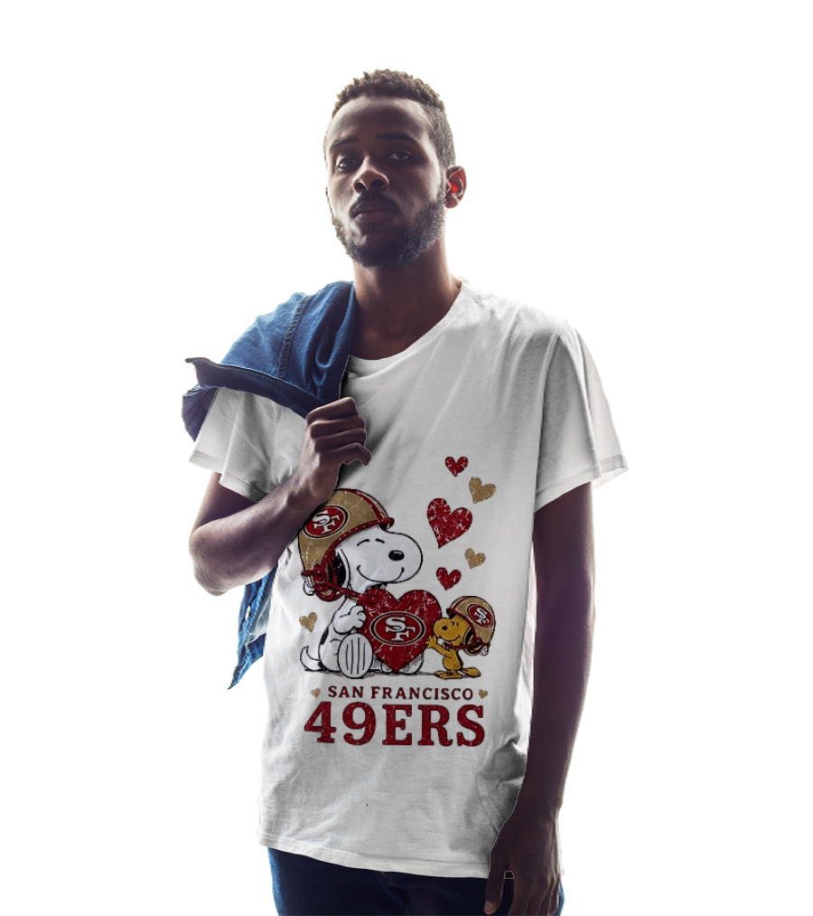 San Francisco 49ers Peanuts Snoopy Love Hearts T-Shirt