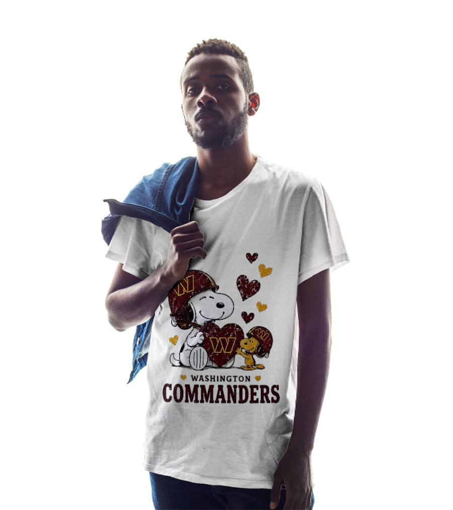 Washington Commanders Peanuts Snoopy Woodstock Love Laughter Hearts T-Shirt