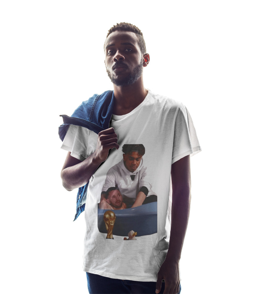 Messi Crying Bath Tub Trophy Football T-Shirt