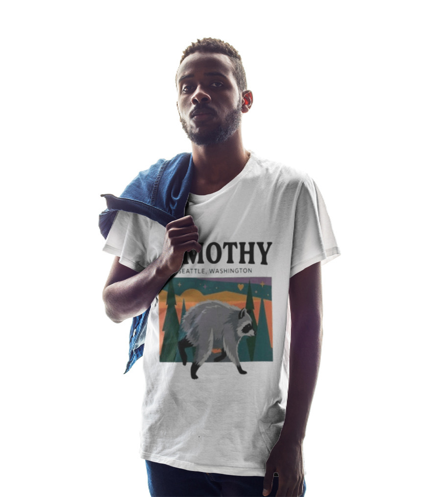 Jimothy Raccoon Seattle Washington Pacific Northwest Forest Scene T-Shirt