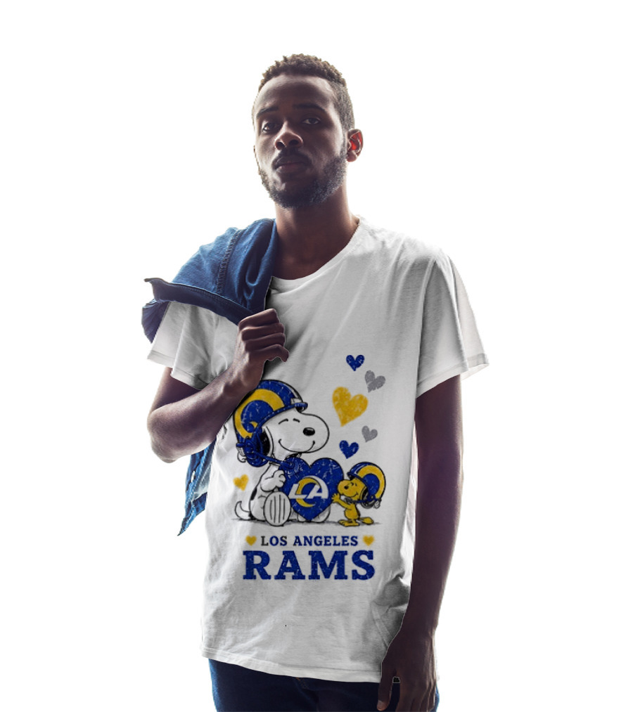 Los Angeles Rams Peanuts Snoopy Love Laughter Hearts T-Shirt