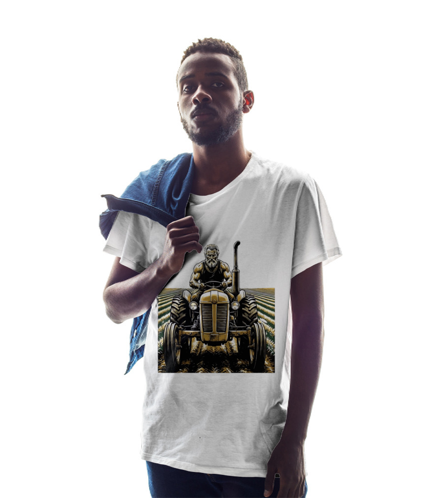 Muscular Farmer Tractor Field T-Shirt
