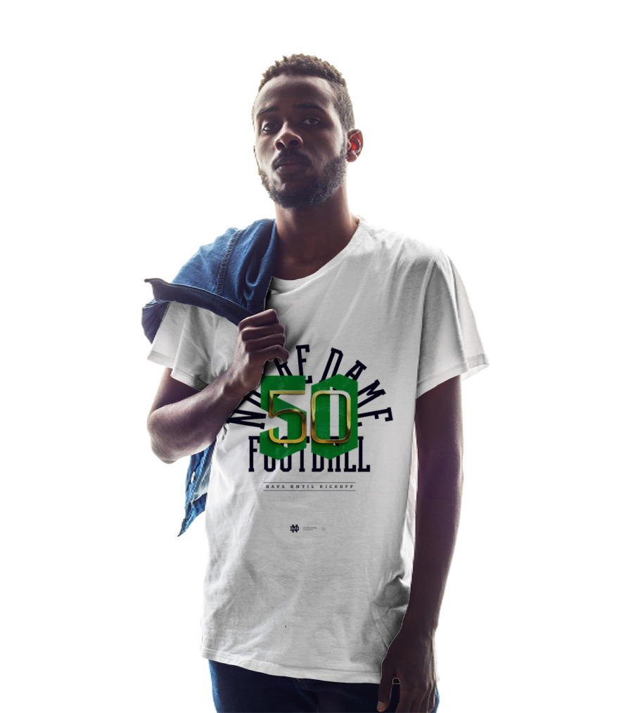 Notre Dame Football 50 Days Until Kickoff Countdown T-Shirt