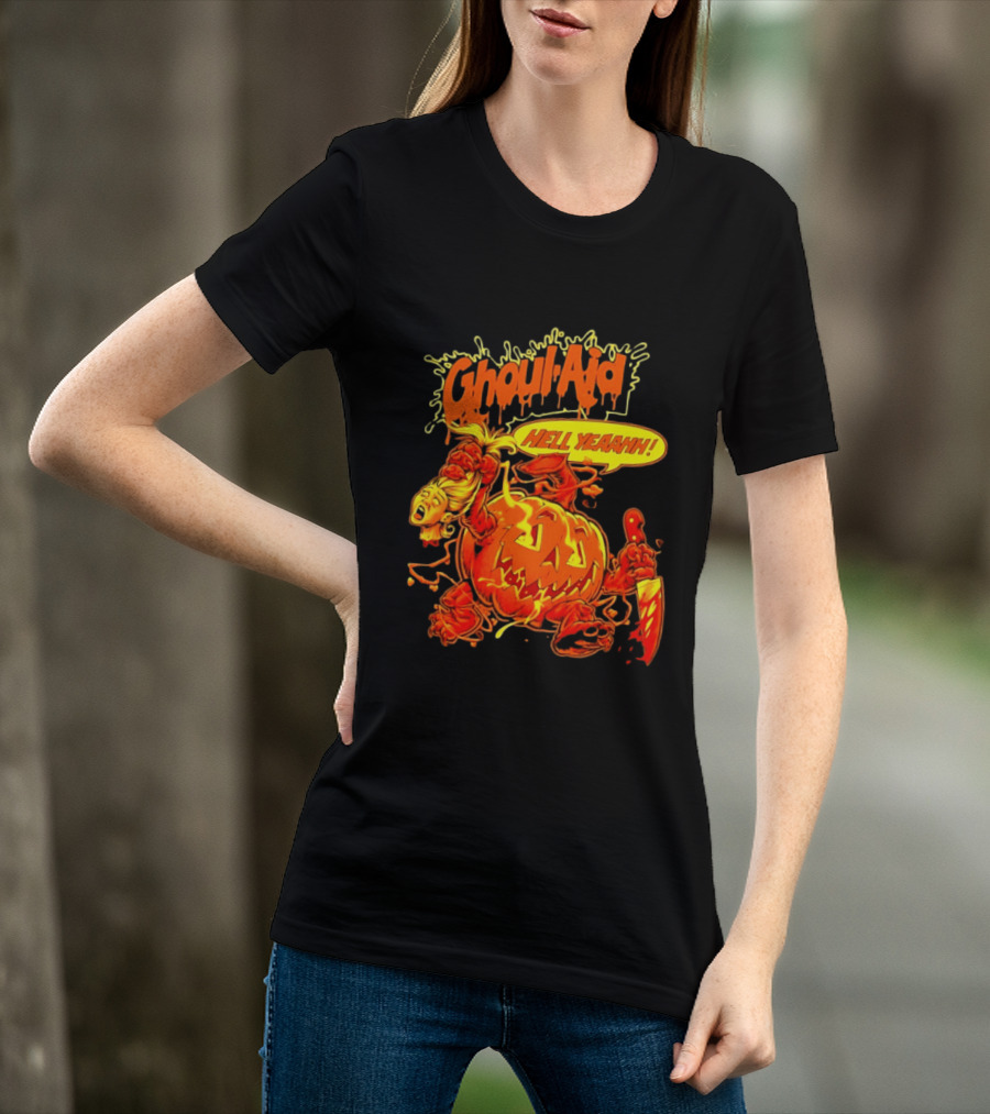 Ghoul Aid Hell Yeaahh Pumpkin Halloween Knife Monster T-Shirt