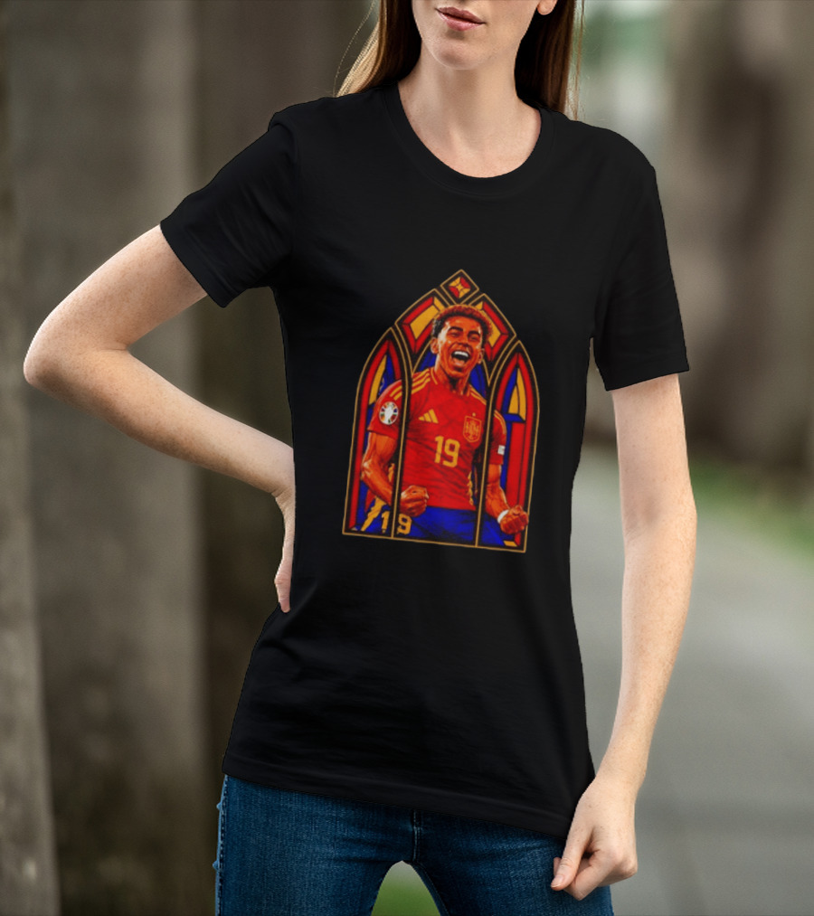 Lamine Yamal Spain National Team Number 19 Stained Glass Artistry T-Shirt