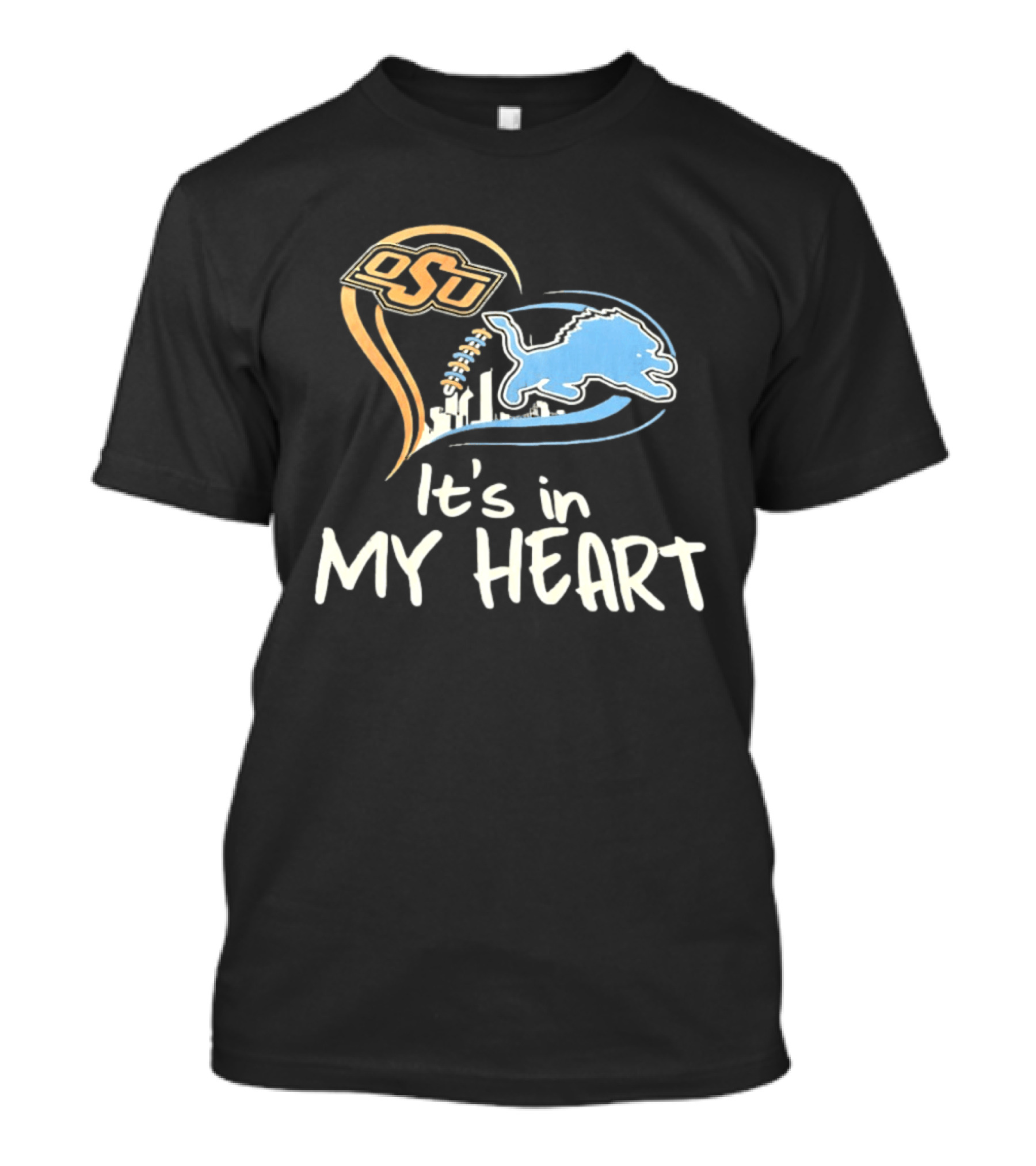 OSU And Detroit Lions Heart Graphic Connection T-Shirt