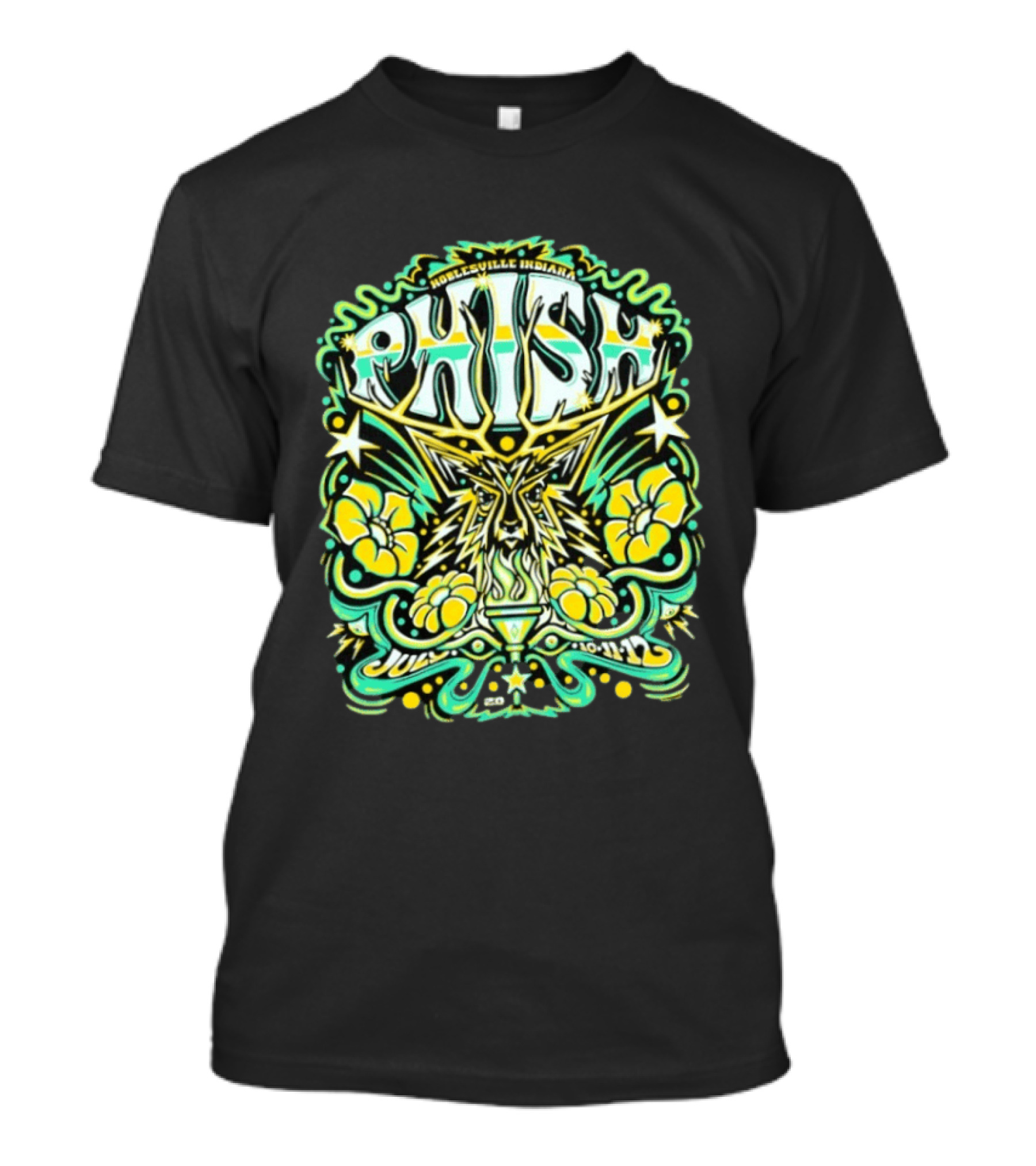 Phish Noblesville Indiana July 10 11 12 2026 Psychedelic Floral And Starburst T-Shirt