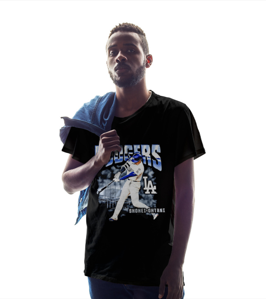 Shohei Ohtani Los Angeles Dodgers MLB Baseball Star Hitter Action Dodgers Stadium T-Shirt
