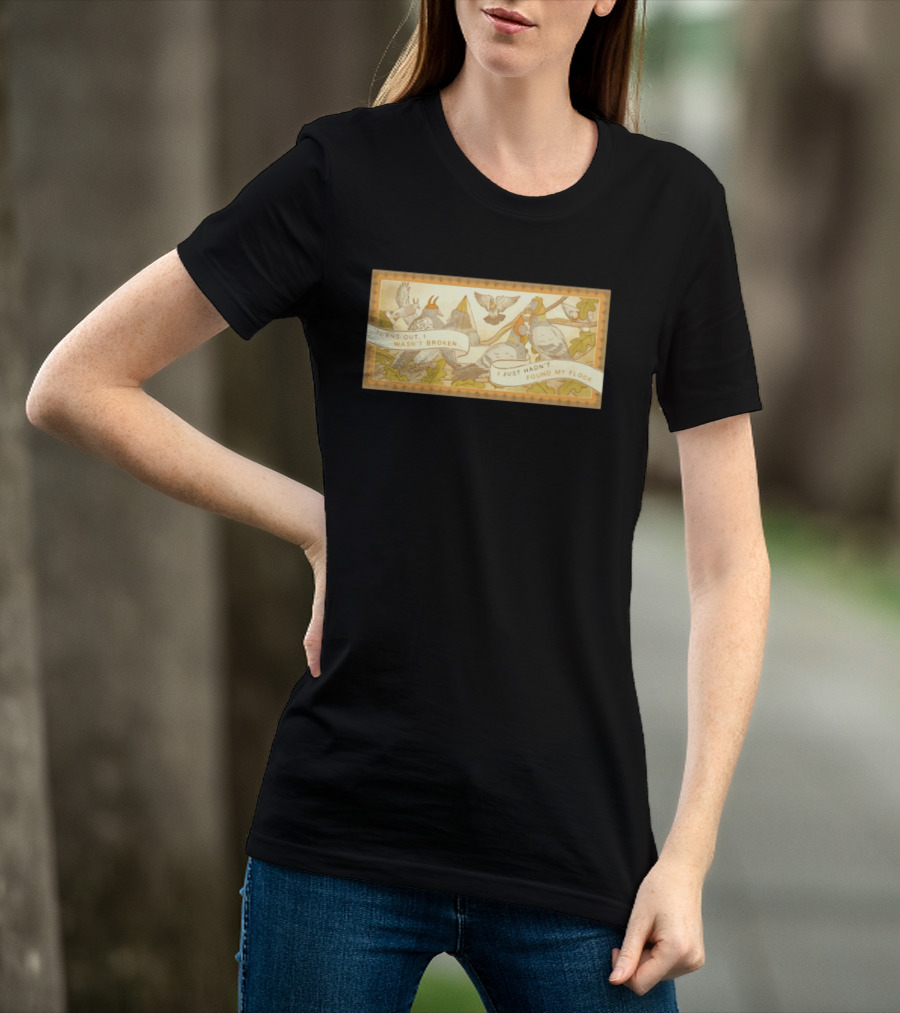Turns Out I Wasn't Broken I Just Hadn't Found My Flock Pigeon Funny Vintage Style Banner With Autumn Leaves T-Shirt