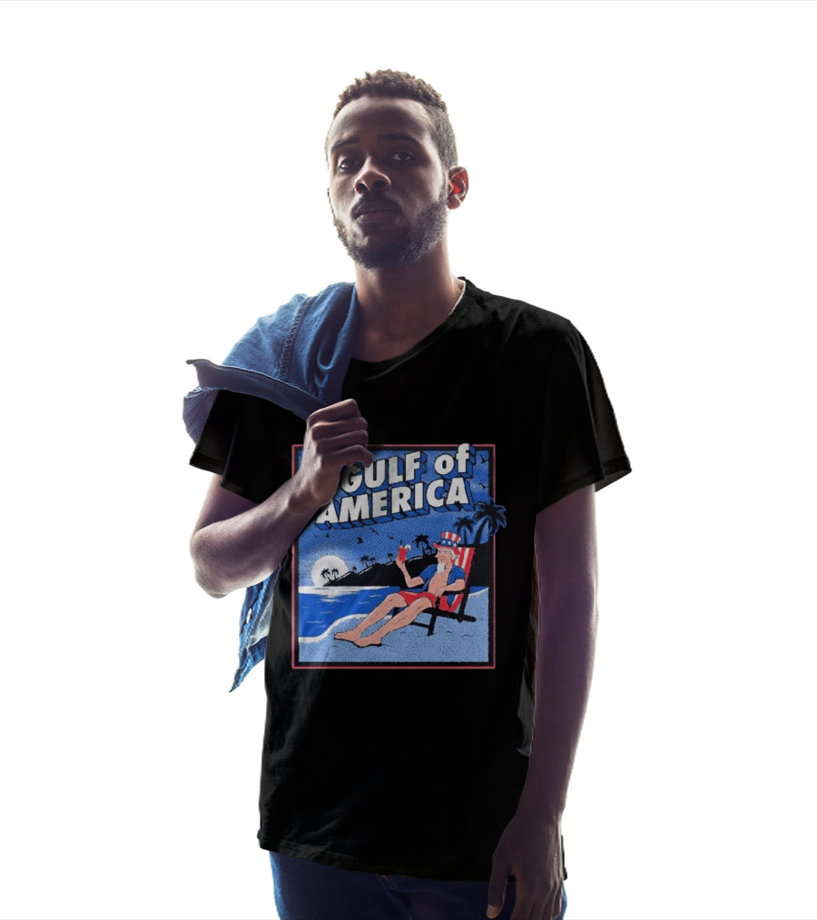 Greetings From The Gulf Of America Uncle Sam Relaxing Beach Scene T-Shirt