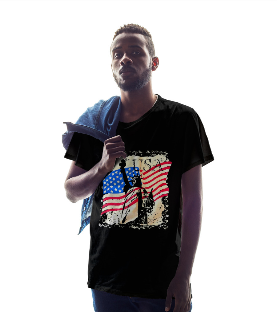 USA Statue Of Liberty American Flag T-Shirt
