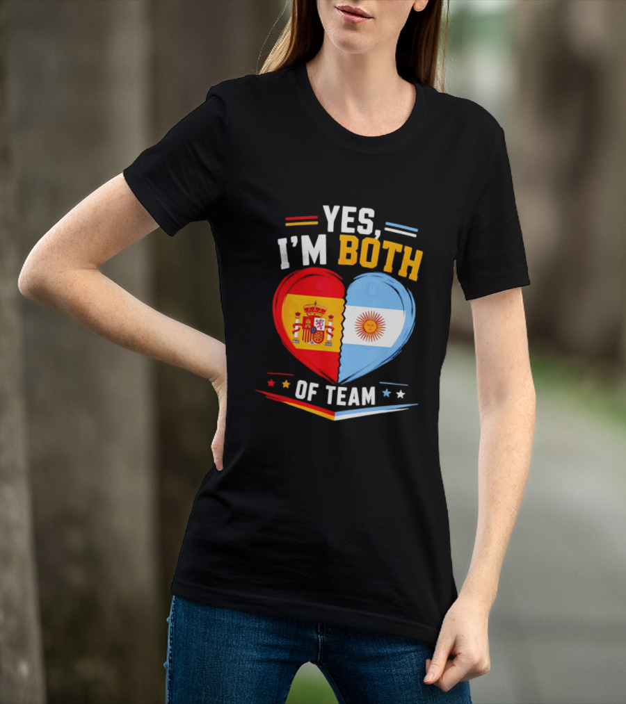 Yes I'm Both Team Spain And Argentina Heart Flags T-Shirt