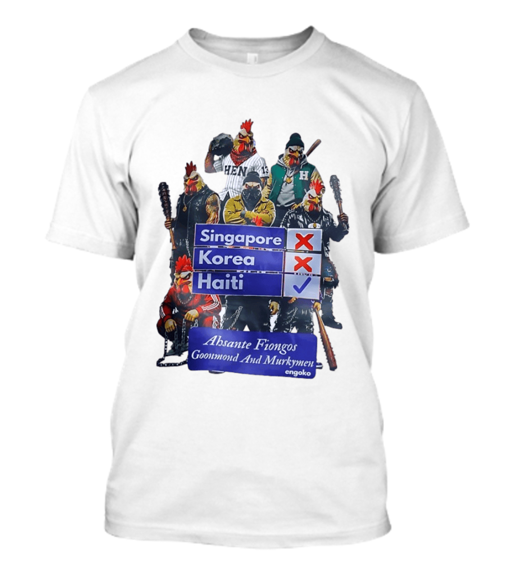 Ahsante Fiongos Goonmond Murkymen Haiti Rooster Crew T-Shirt