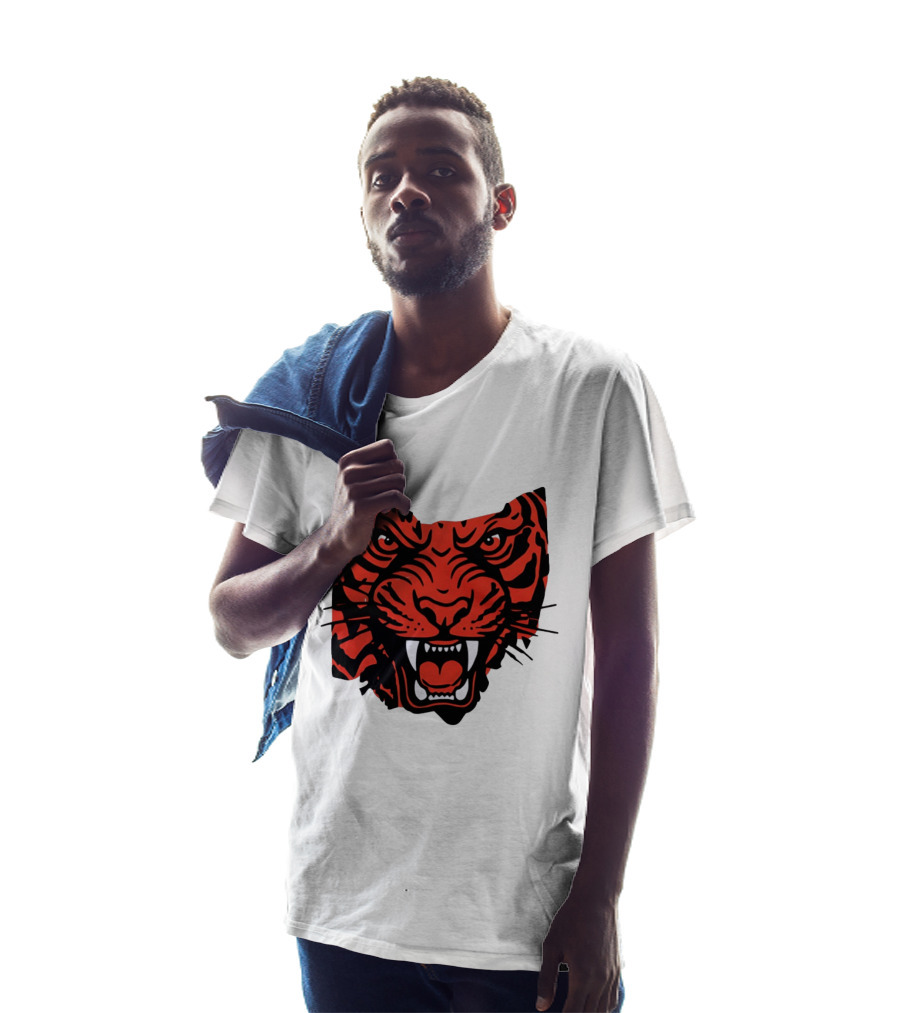 Aggressive Tiger Face Big Cat Animal Fierce Red And Black Tiger Head T-Shirt