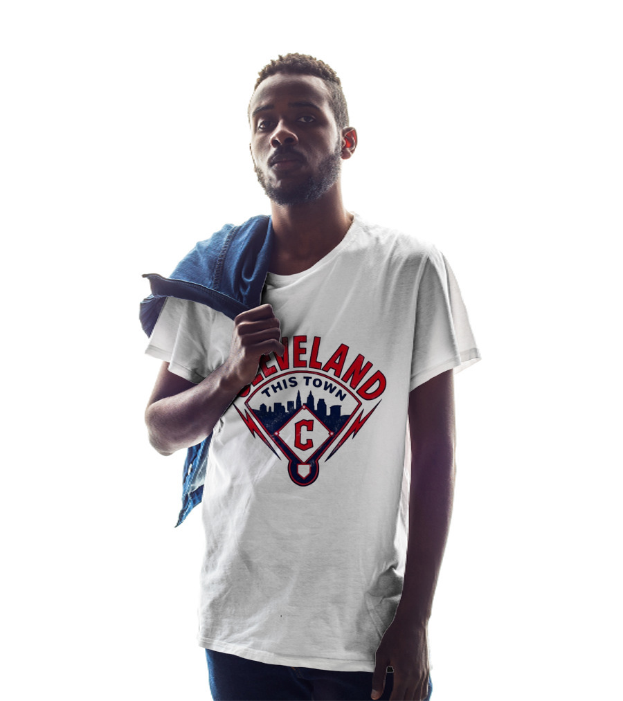 Cleveland Guardians This Town Baseball MLB Skyline Pitch Shape T-Shirt