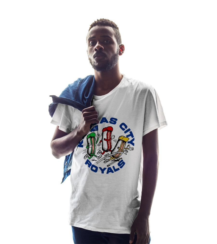 Kansas City Royals Hot Dog Race Mascots With Flag T-Shirt