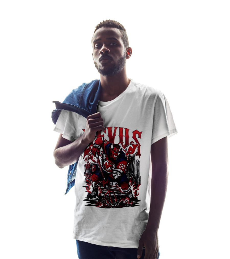 New Jersey Devils Hell On Ice Demon Skating T-Shirt
