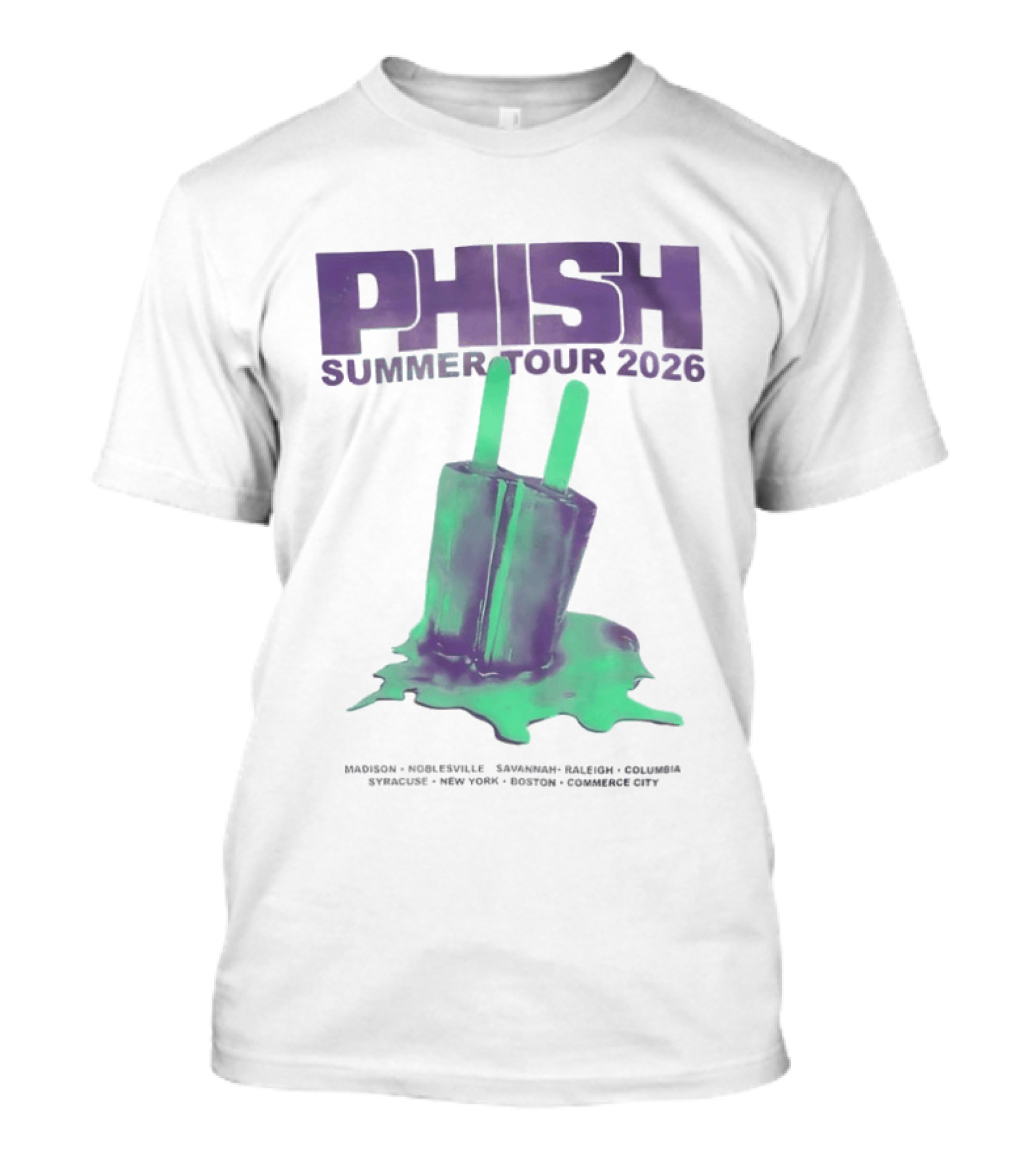 Phish Summer Tour 2026 Madison Noblesville Savannah Raleigh Columbia Syracuse NY Boston Pop T-Shirt