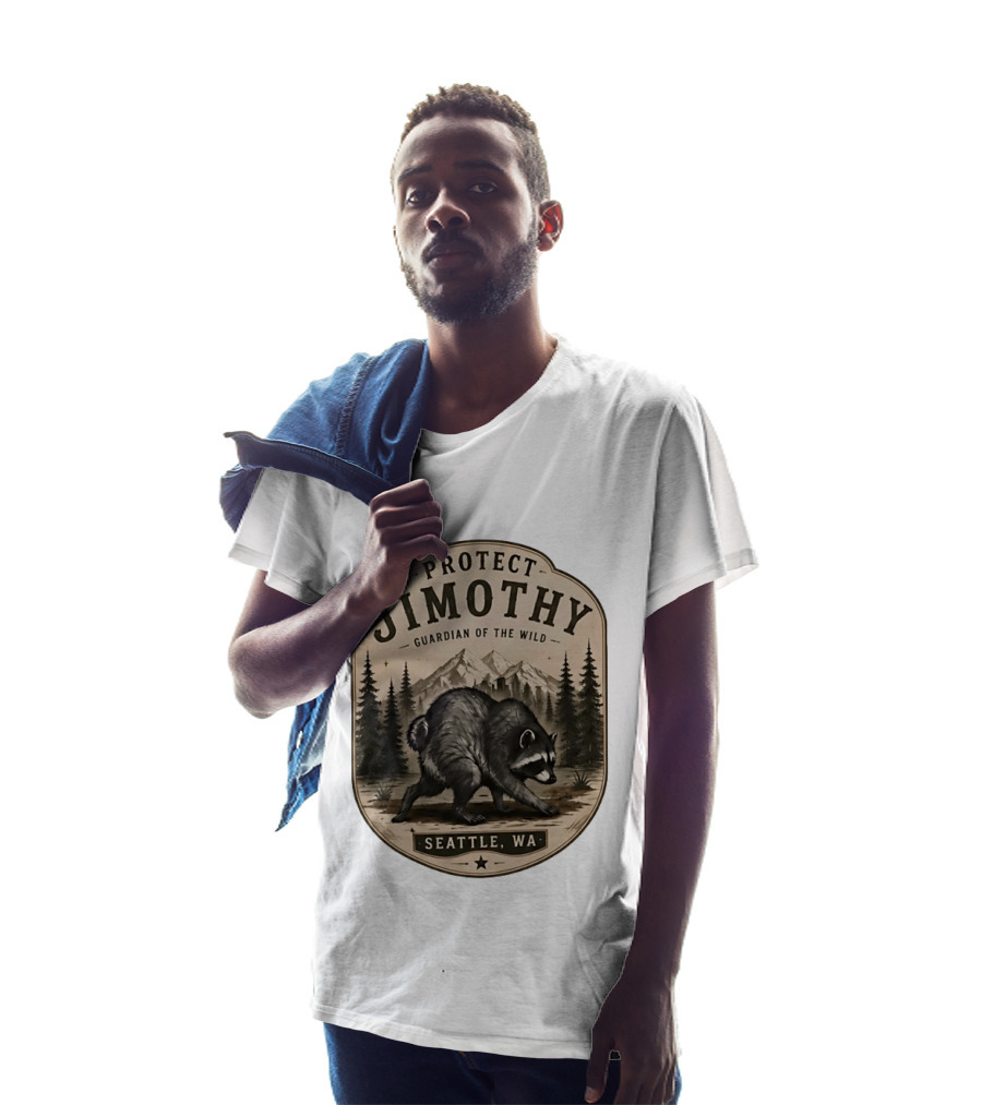 Protect Jimothy Guardian Of The Wild Seattle WA Raccoon Forest Adventure T-Shirt
