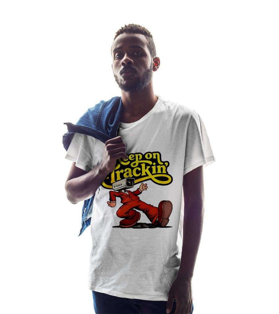 Keep On Trackin' Security Camera Head Person Walking T-Shirt