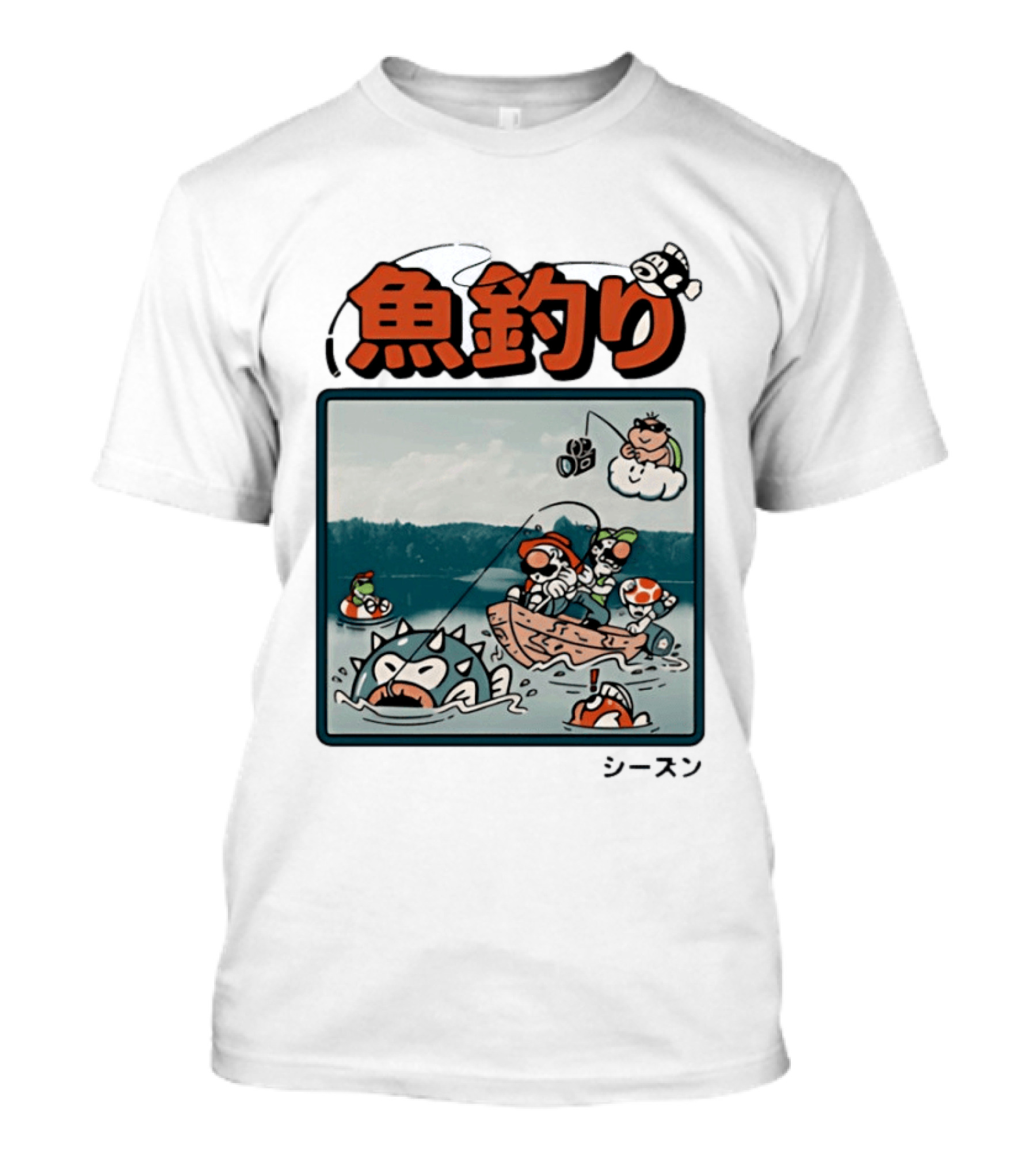 Super Mario Fishing Season Luigi Yoshi Toad Bowser Japan T-Shirt