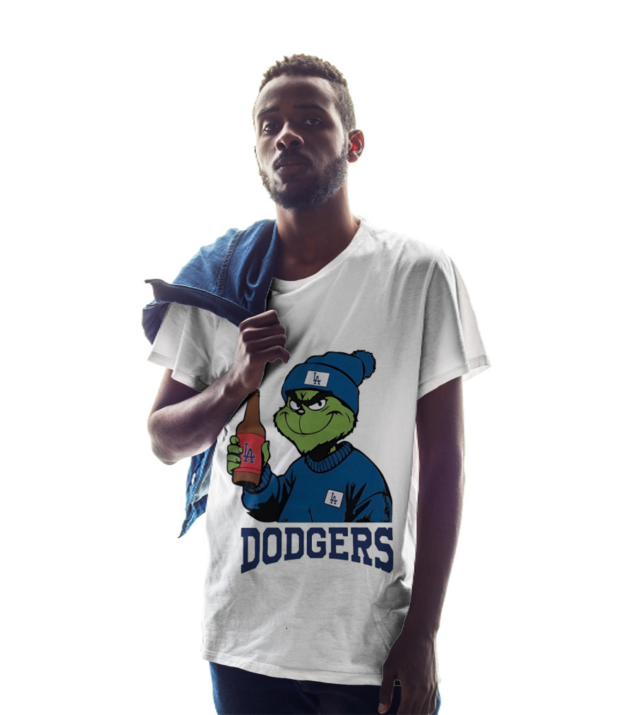 Los Angeles Dodgers MLB Christmas Grinch Beanie And Sweater T-Shirt