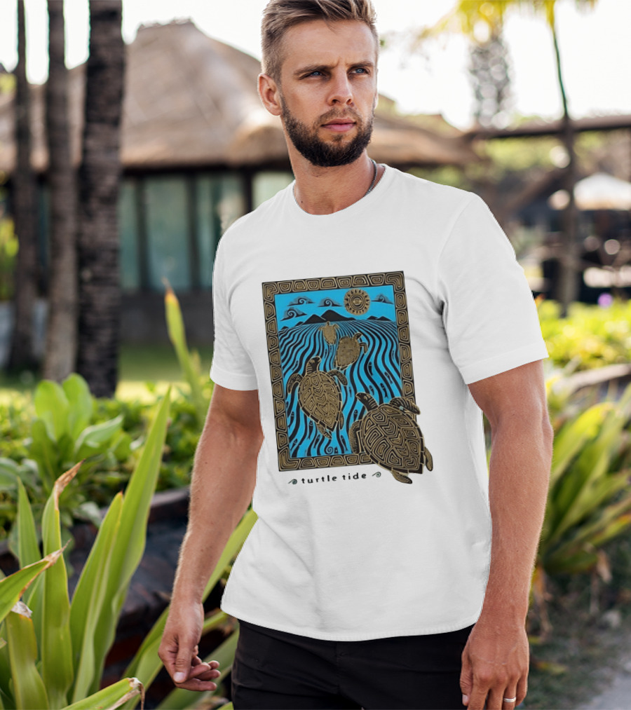 Turtle Tide Ocean Sea Life Coastal Nautical Waves And Sun T-Shirt