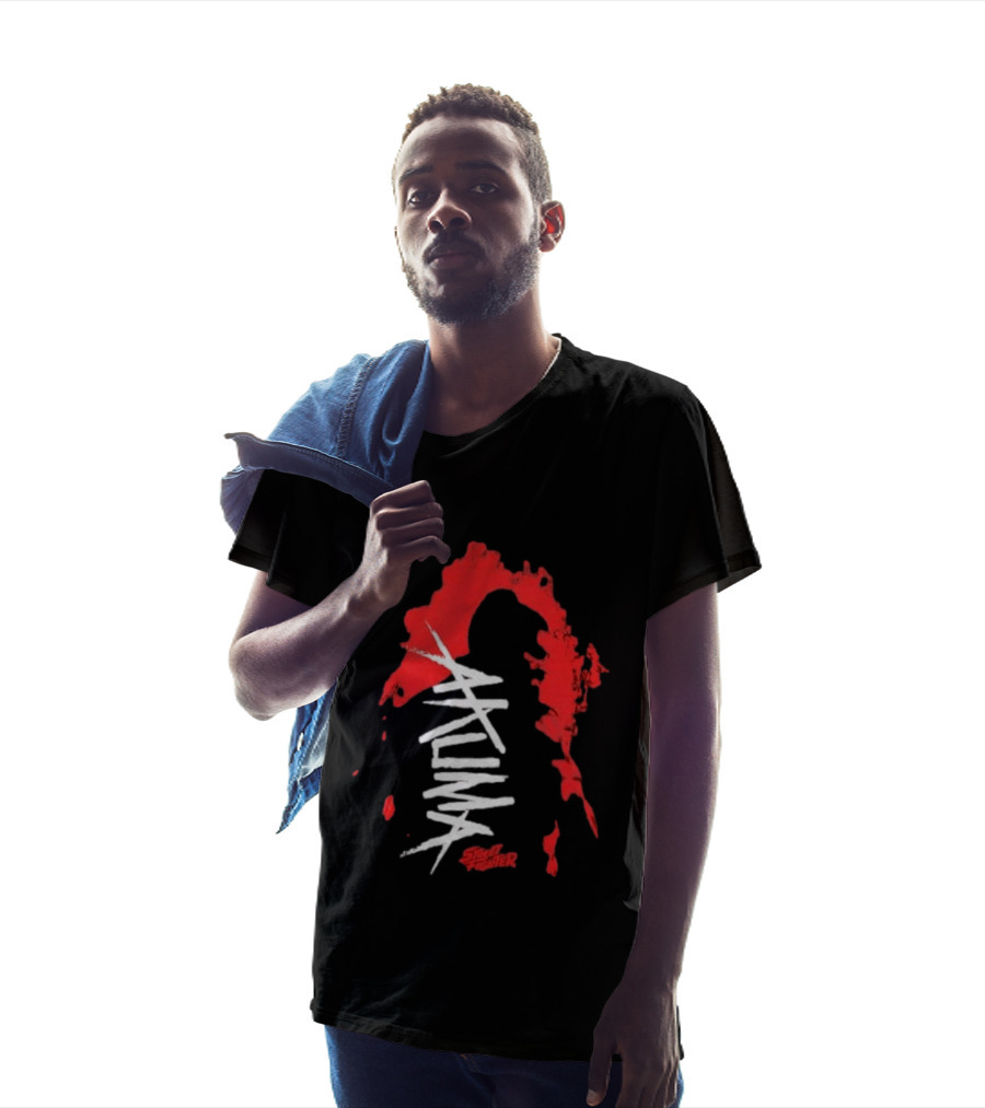 Akuma Street Fighter Red And White Brushstroke T-Shirt