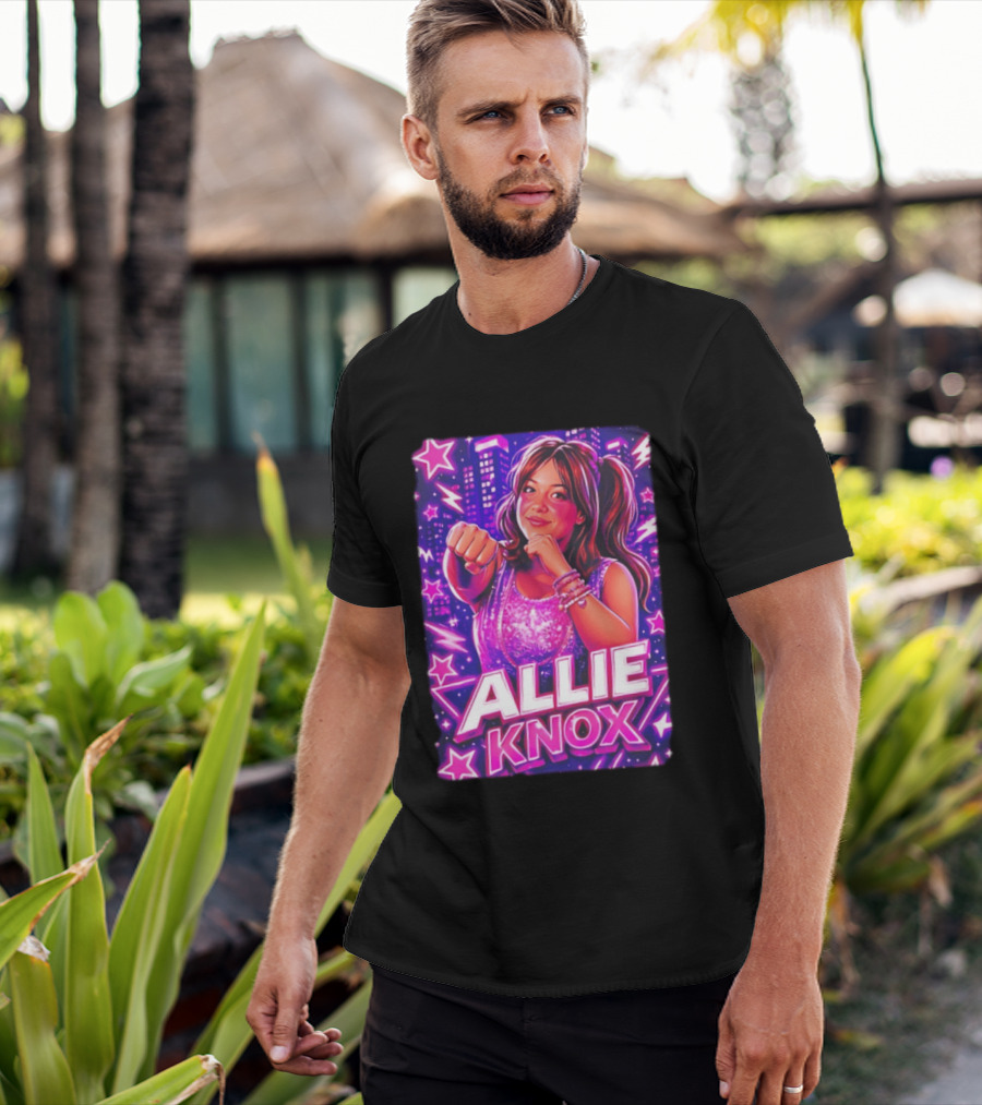 Allie Knox Retro Neon City Lights Style With Stars T-Shirt