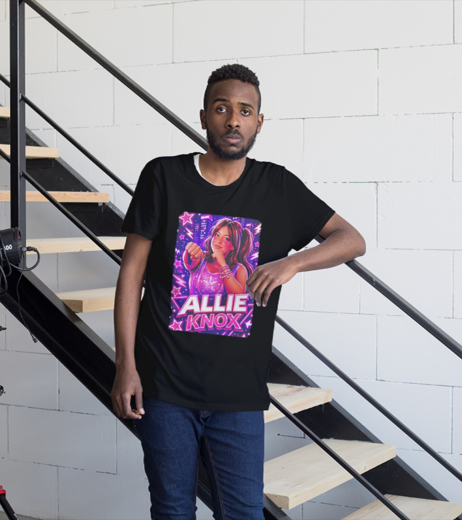 Allie Knox Retro Neon City Lights Style With Stars T-Shirt