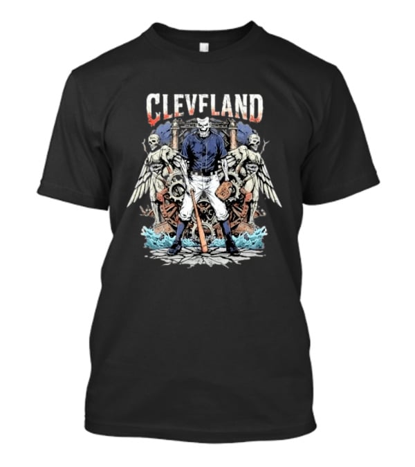 Cleveland Guardians Of The Diamond Baseball Skeleton With Wings T-Shirt