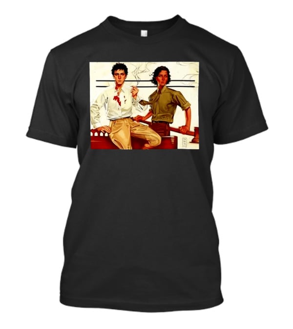 JAPH Two Men Smoking With Bloodstain T-Shirt