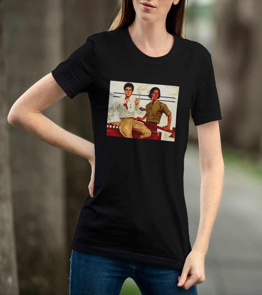 JAPH Two Men Smoking With Bloodstain T-Shirt