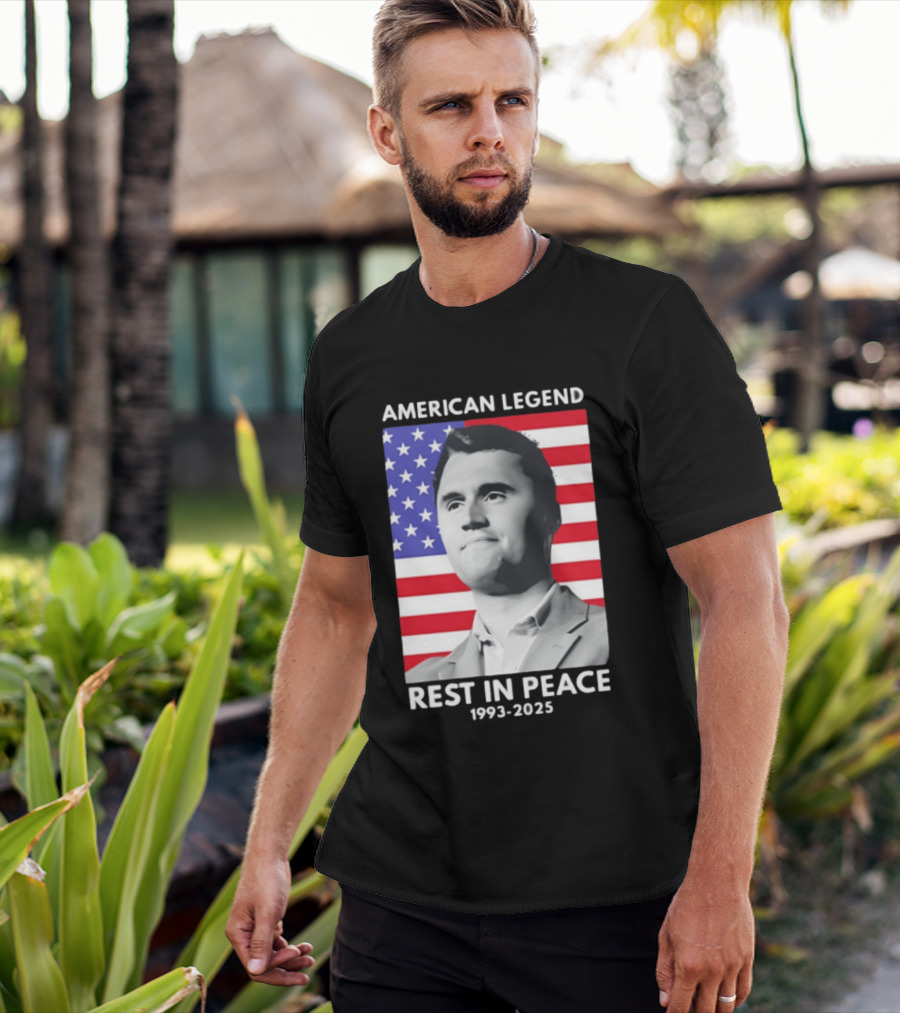 American Legend Rest In Peace Charlie Kirk 1993 2025 USA Flag T-Shirt