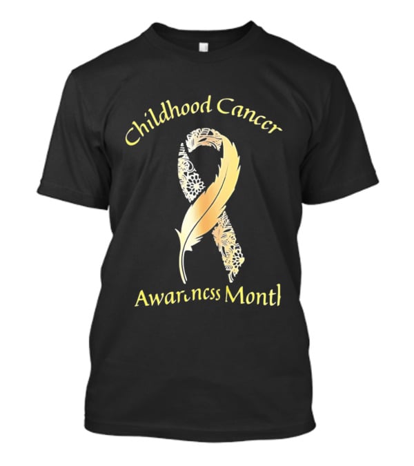Childhood Cancer Awareness Month Gold Floral Ribbon T-Shirt