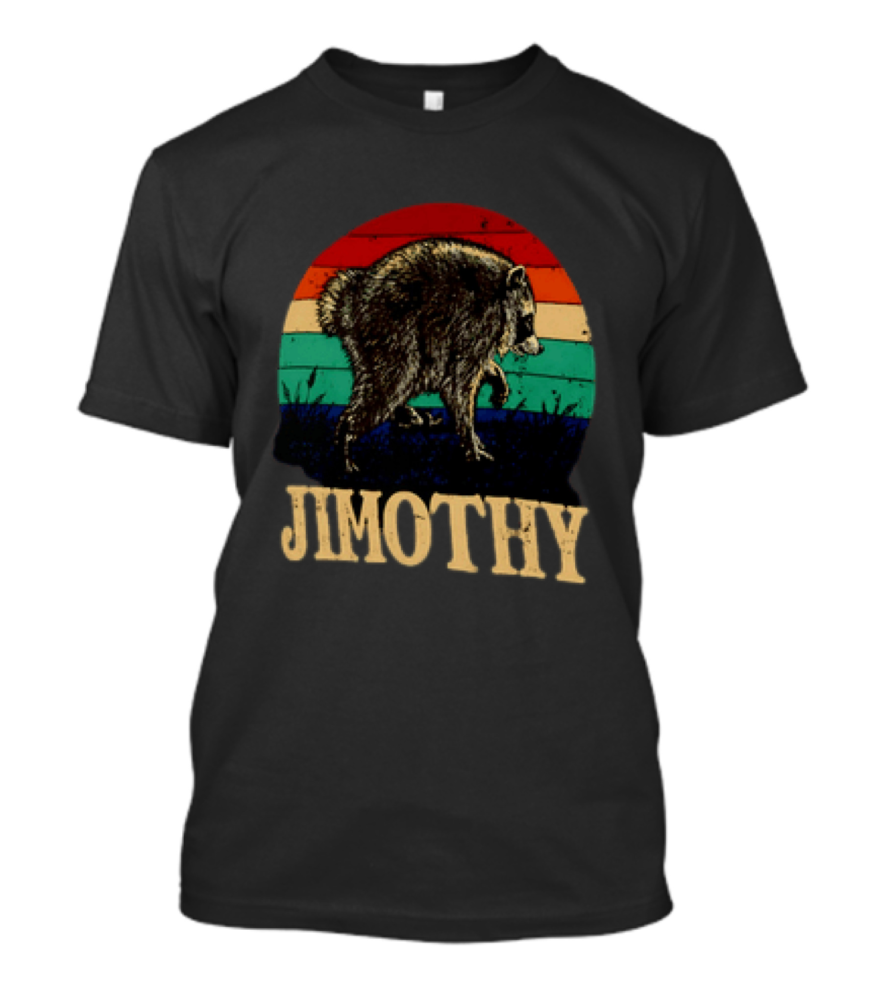 Jimothy Raccoon Retro Stripes Ballard Seattle T-Shirt